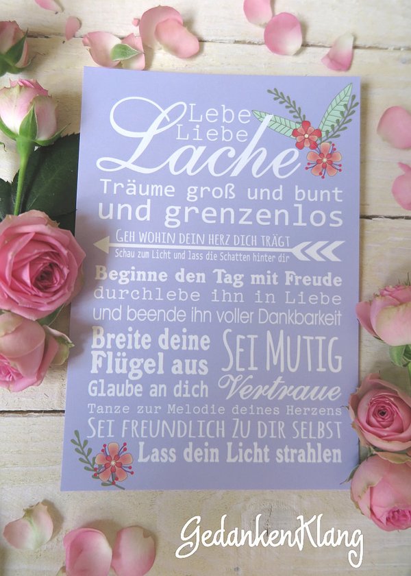 Postkarte "Lebe ~ Liebe ~ Lache"